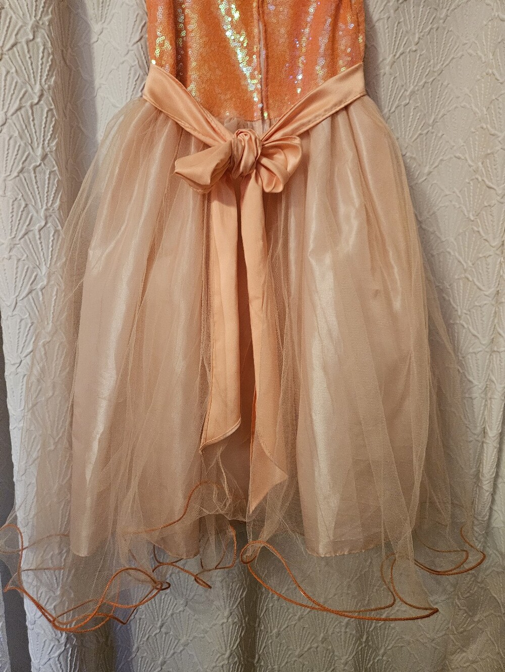 Ellie Kids Peach Sequin Party Dress - Picture 8 of 15